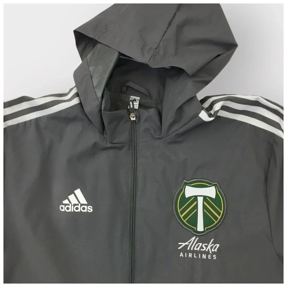 ADIDAS Tiro 21 Mens‎ Windbreaker Jacket Full Zip Hood Portland Timbers Size S